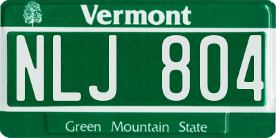 VT license plate NLJ804