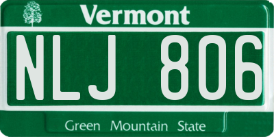 VT license plate NLJ806