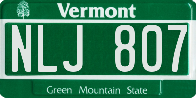 VT license plate NLJ807