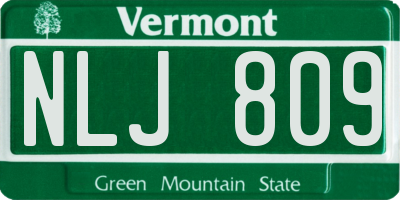 VT license plate NLJ809