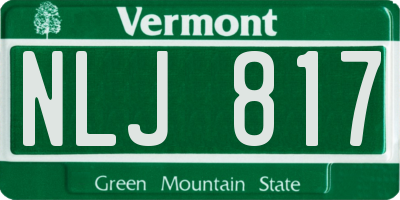 VT license plate NLJ817