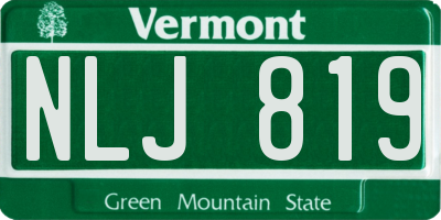 VT license plate NLJ819