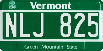 VT license plate NLJ825