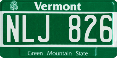 VT license plate NLJ826