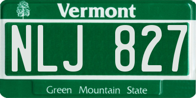 VT license plate NLJ827