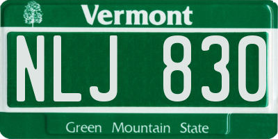 VT license plate NLJ830
