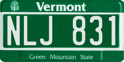VT license plate NLJ831