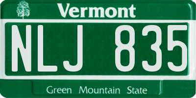 VT license plate NLJ835
