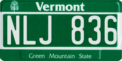 VT license plate NLJ836