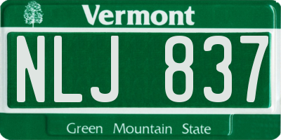 VT license plate NLJ837