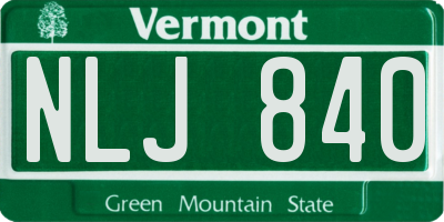 VT license plate NLJ840