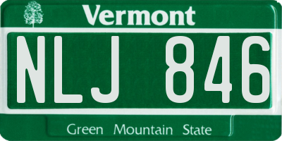 VT license plate NLJ846
