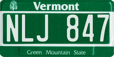 VT license plate NLJ847