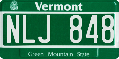 VT license plate NLJ848