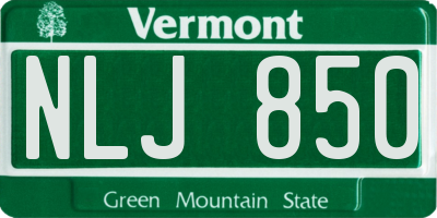 VT license plate NLJ850