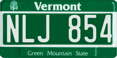 VT license plate NLJ854