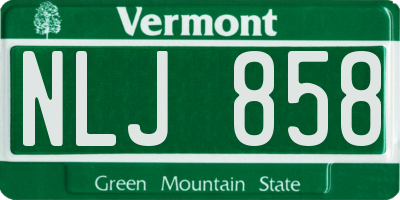 VT license plate NLJ858