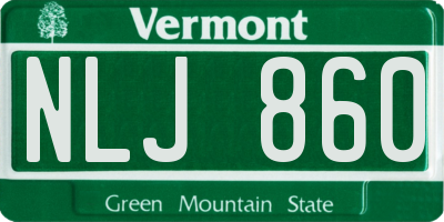 VT license plate NLJ860