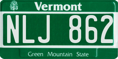 VT license plate NLJ862