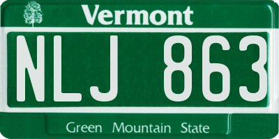 VT license plate NLJ863