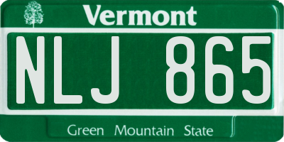 VT license plate NLJ865