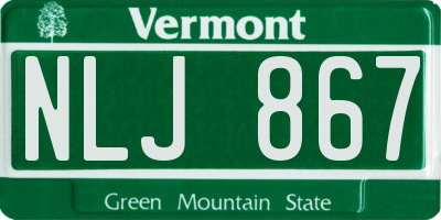 VT license plate NLJ867
