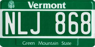 VT license plate NLJ868