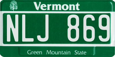VT license plate NLJ869