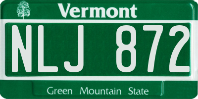 VT license plate NLJ872