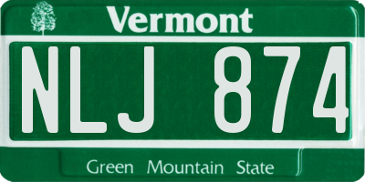 VT license plate NLJ874