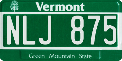 VT license plate NLJ875