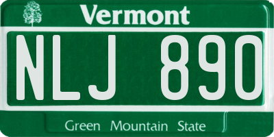 VT license plate NLJ890