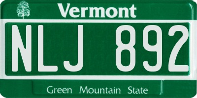 VT license plate NLJ892