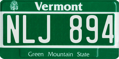 VT license plate NLJ894