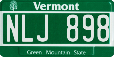 VT license plate NLJ898