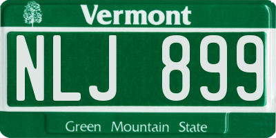 VT license plate NLJ899
