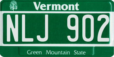 VT license plate NLJ902