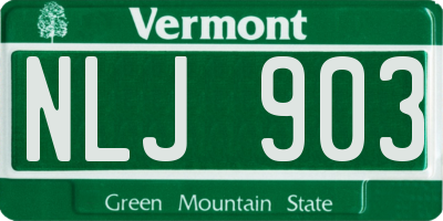 VT license plate NLJ903