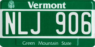 VT license plate NLJ906