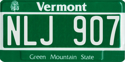 VT license plate NLJ907