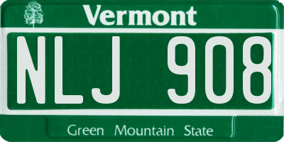 VT license plate NLJ908