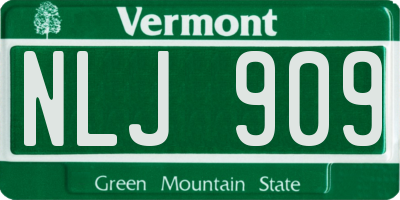 VT license plate NLJ909