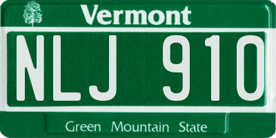 VT license plate NLJ910
