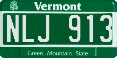 VT license plate NLJ913