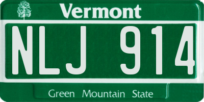 VT license plate NLJ914