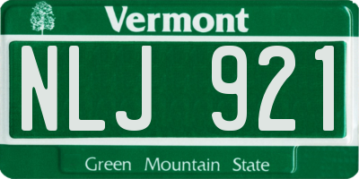 VT license plate NLJ921