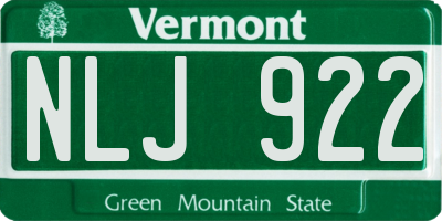 VT license plate NLJ922
