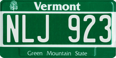 VT license plate NLJ923