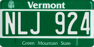 VT license plate NLJ924