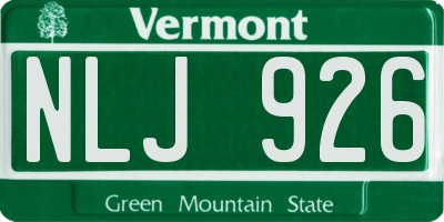 VT license plate NLJ926